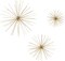 Metal Starburst Home Wall Decor 3D Long Spike Wall Sculpture, Set of 3 Wall Art 6", 9", 12"W, Gold